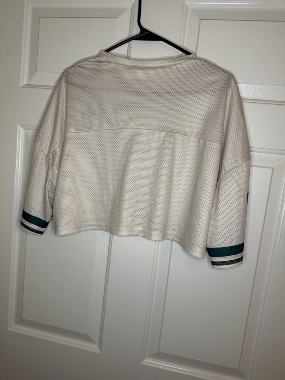 SHEIN White Cropped Eagle Graphic Jersey Activewear Sz Large - Picture 5 of 7